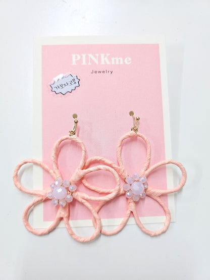 Flower Peach with Stone Drop Earring