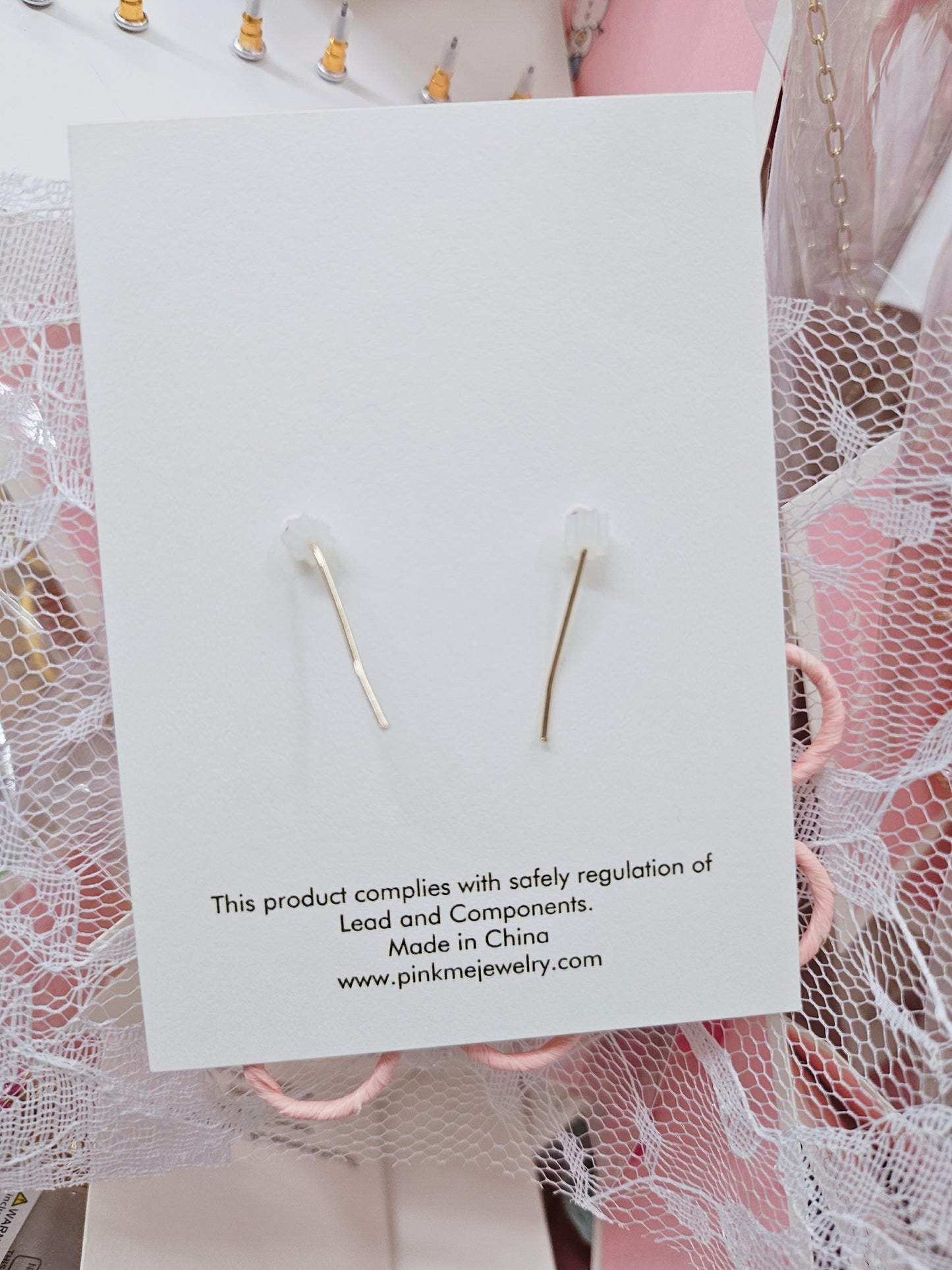 Flower Peach with Stone Drop Earring