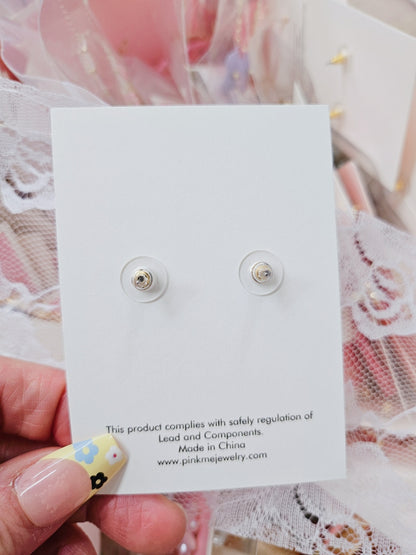 Pink Stone Heart Stud Earring