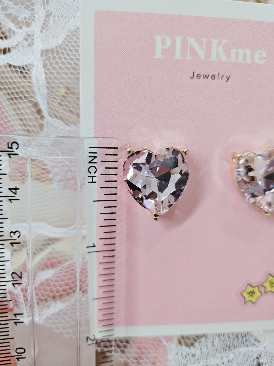 Pink Stone Heart Stud Earring