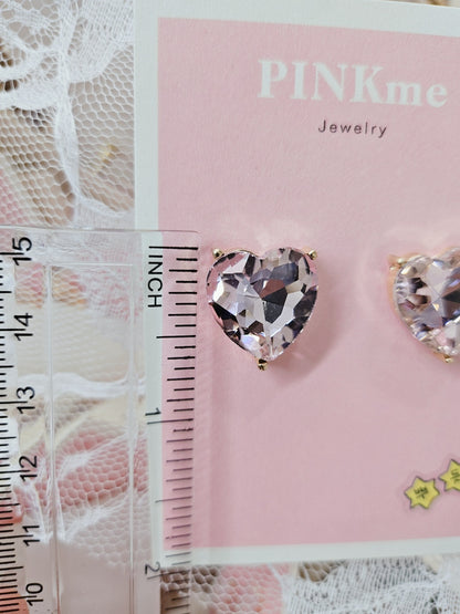 Pink Stone Heart Stud Earring