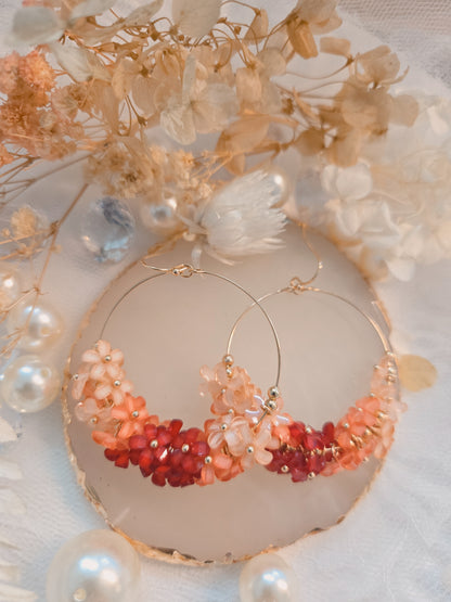 Round Flower Bead Lovely 2" Dangle Earring