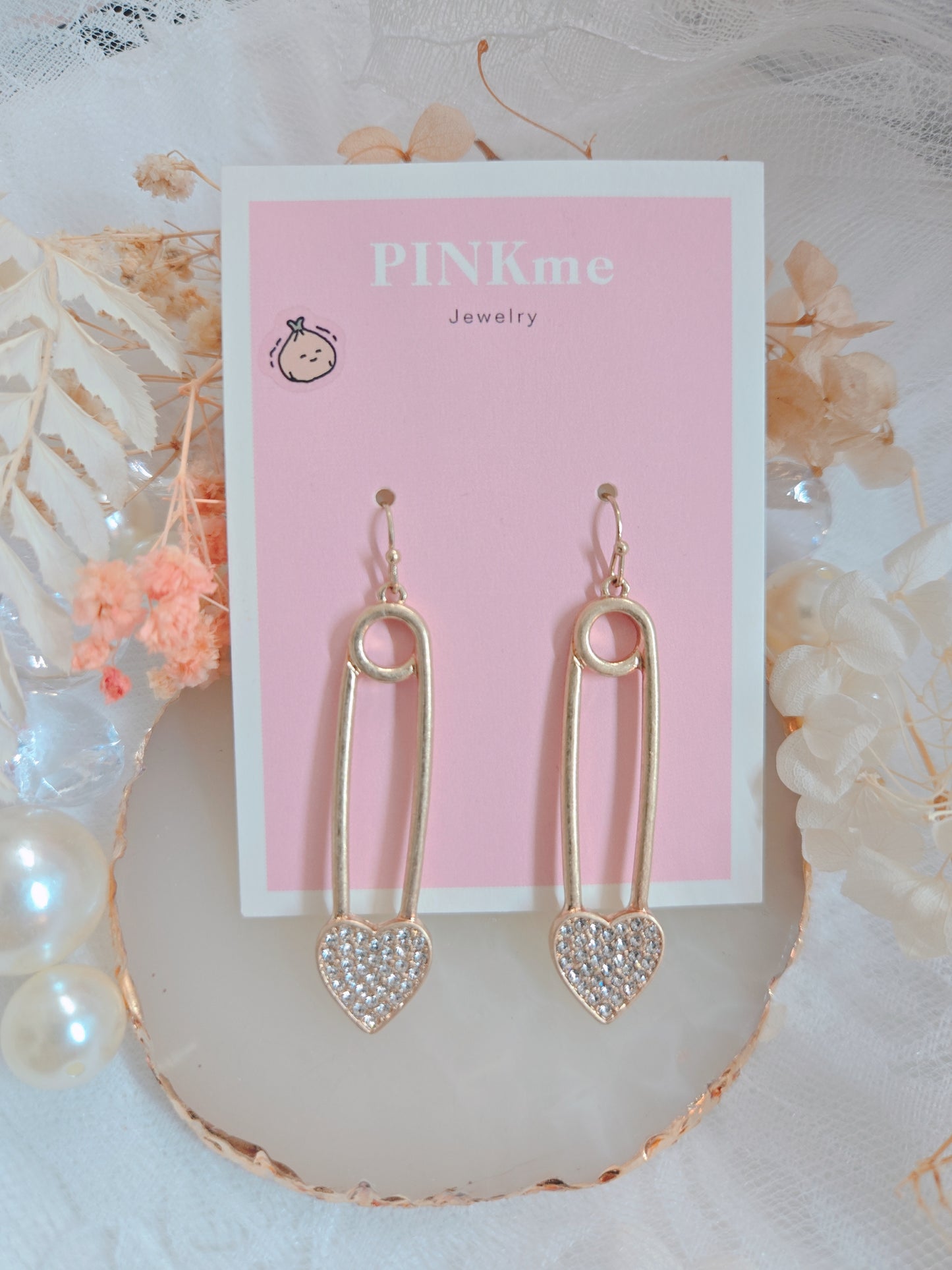 Heart Pin Stone Dangle Earring