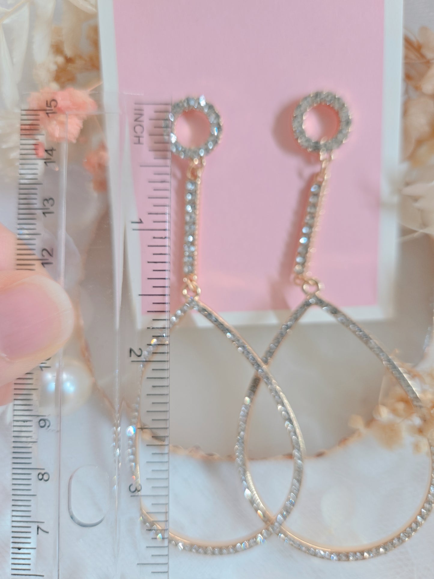 Clear Stone Egg Shape Long Dangle Earring