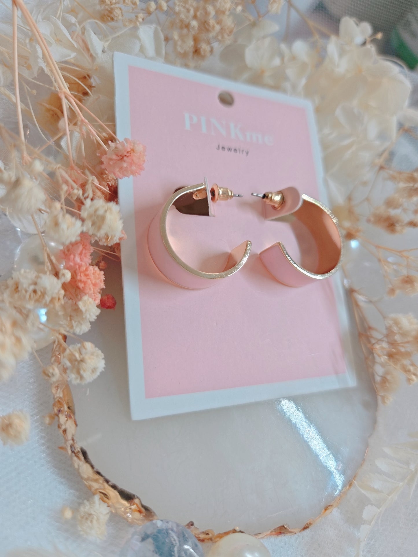 Pink Gold Hoop Small 1.8" Earring