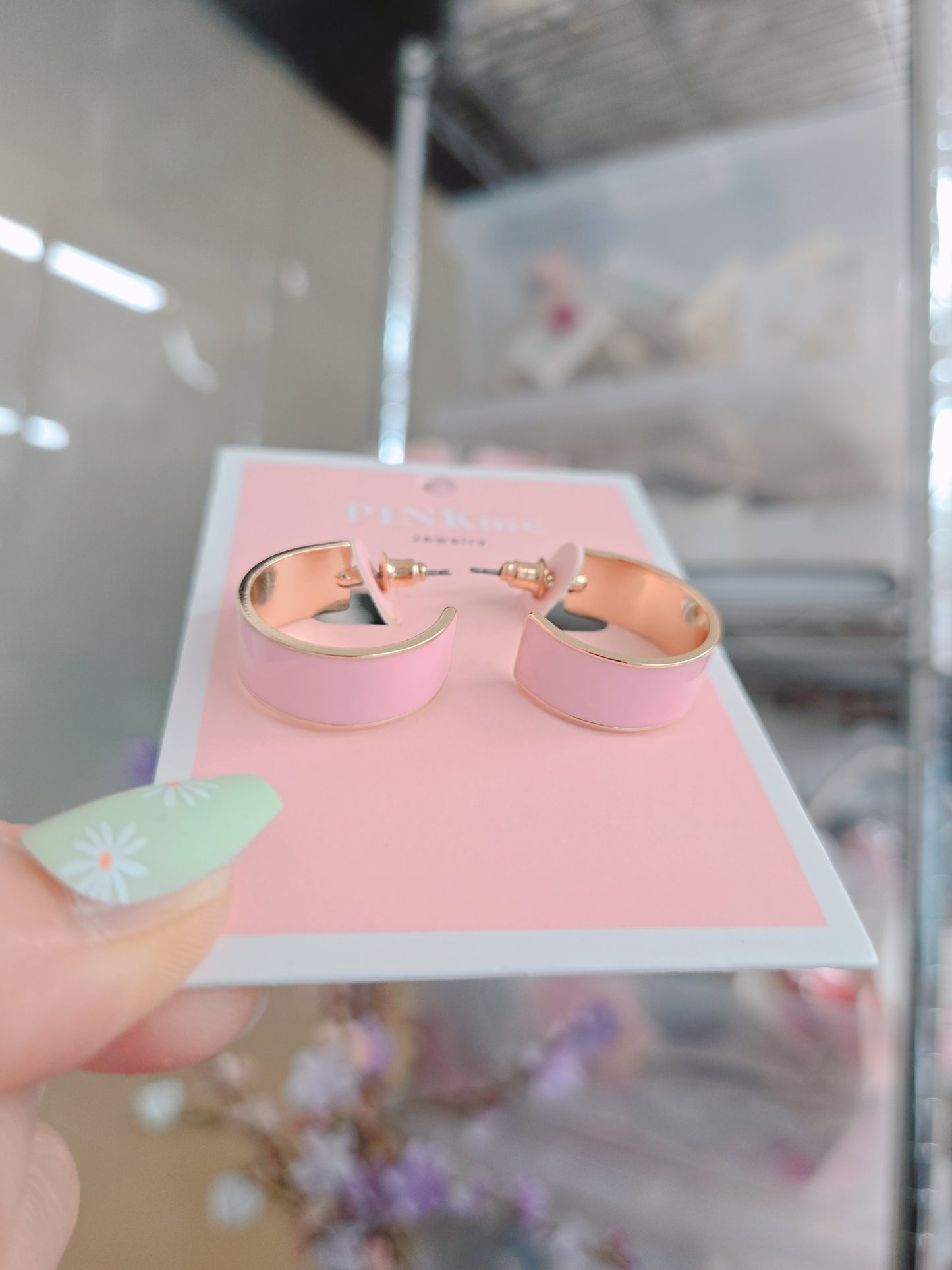 Pink Gold Hoop Small 1.8" Earring