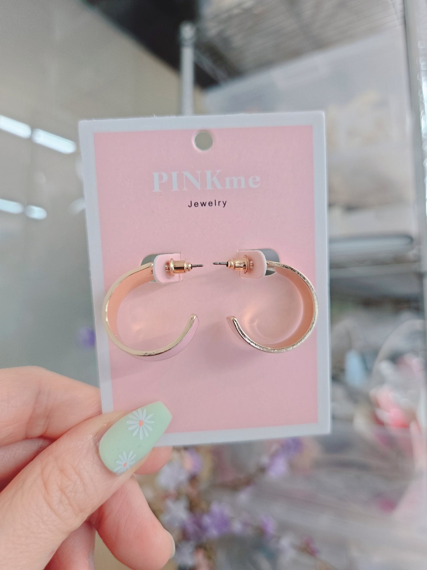 Pink Gold Hoop Small 1.8" Earring