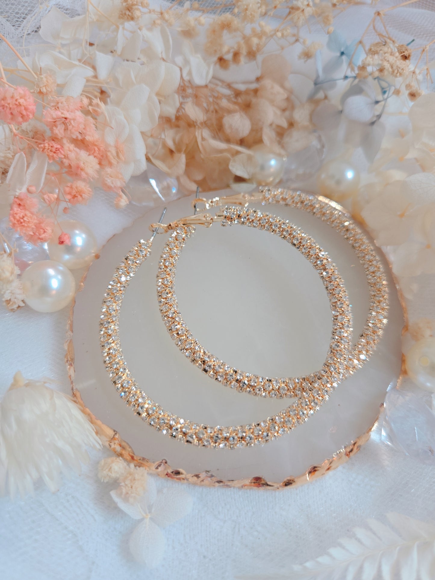 Gold Silver Bling Bling 2.25" Hoop Earring