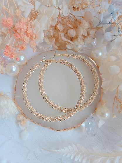 Gold Silver Bling Bling 2.25" Hoop Earring