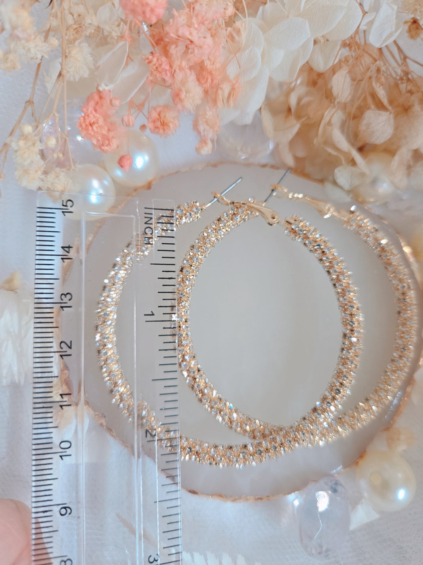 Gold Silver Bling Bling 2.25" Hoop Earring