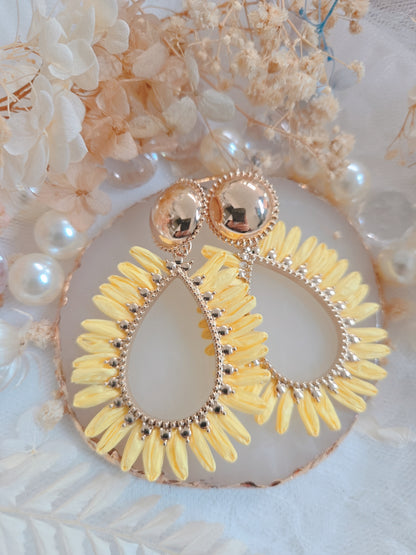 Gold Color Yellow Leaf Drop Earring