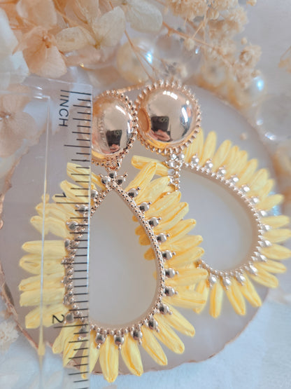 Gold Color Yellow Leaf Drop Earring