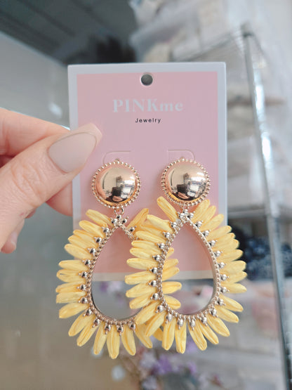 Gold Color Yellow Leaf Drop Earring