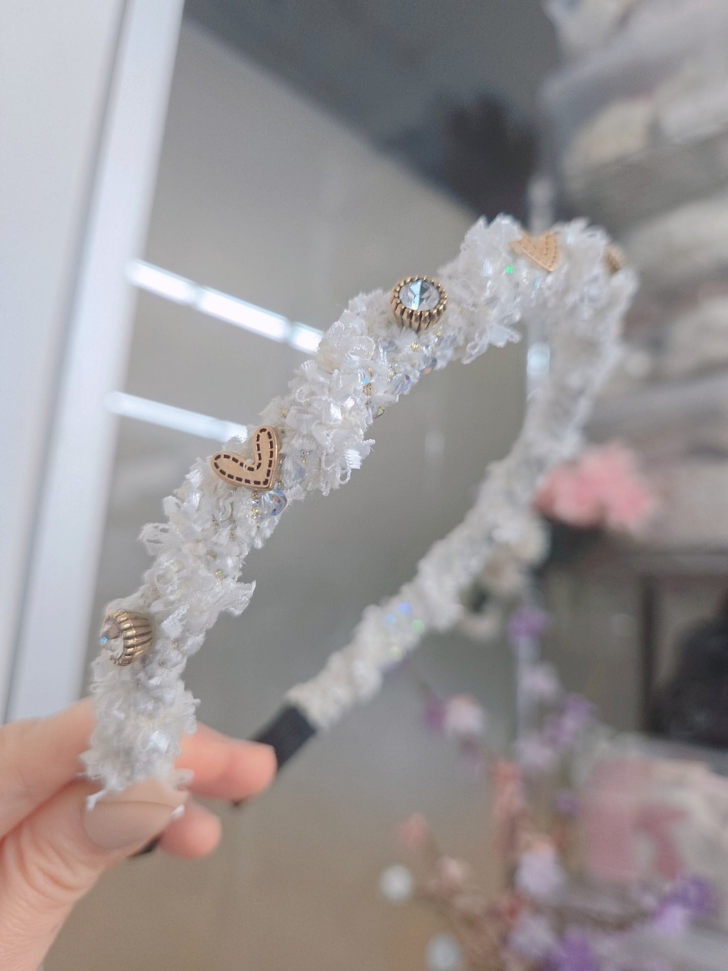 1 Pink Cubic Stone Stud Hairband