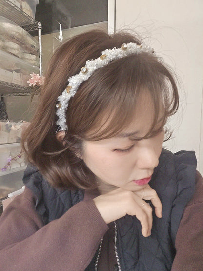 1 Pink Cubic Stone Stud Hairband