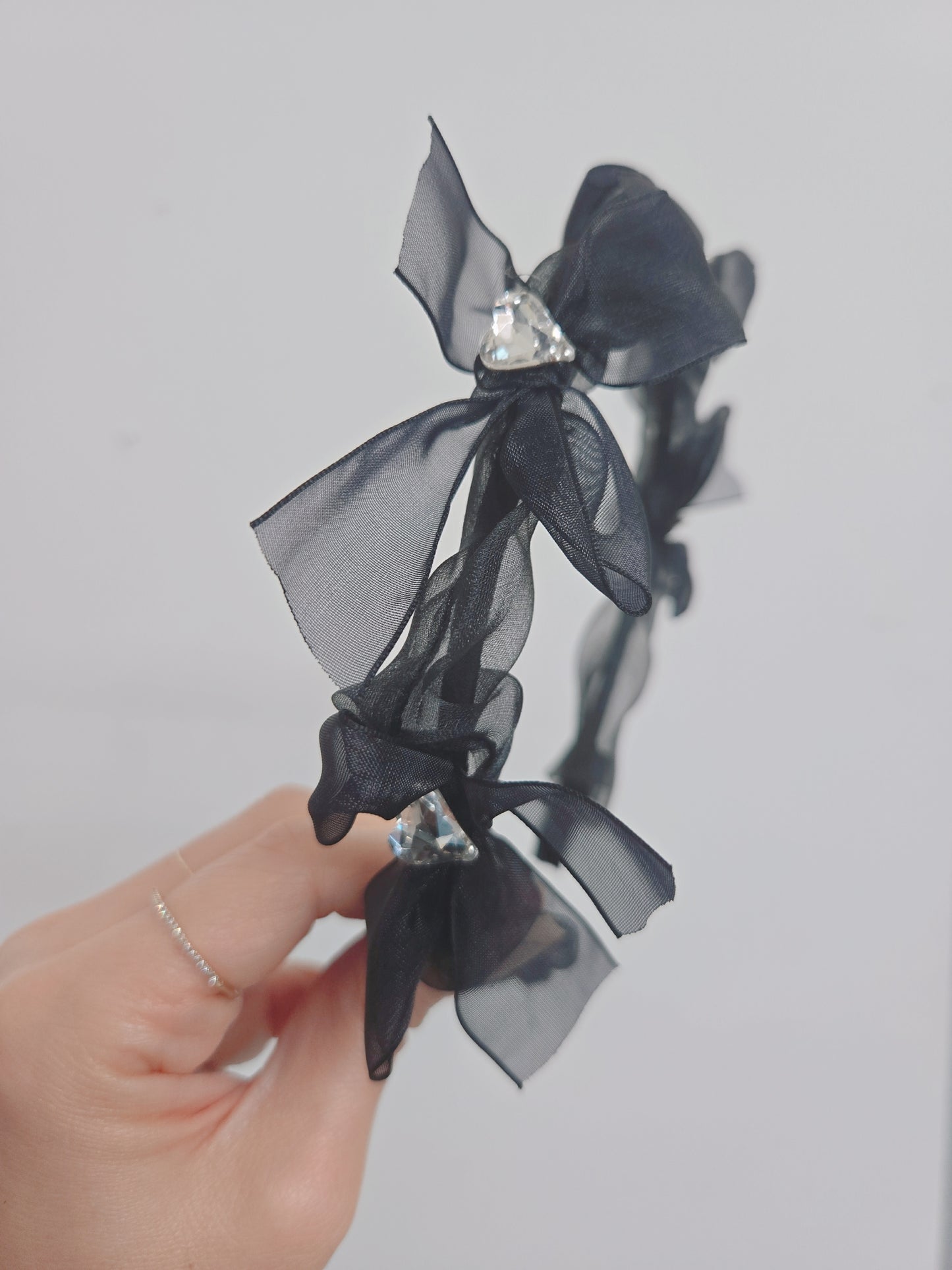 Cubic Heart Stone Ribbon Hairband