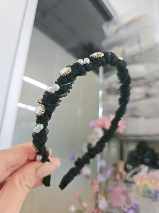 Stone Black Pearl Princess Hairband