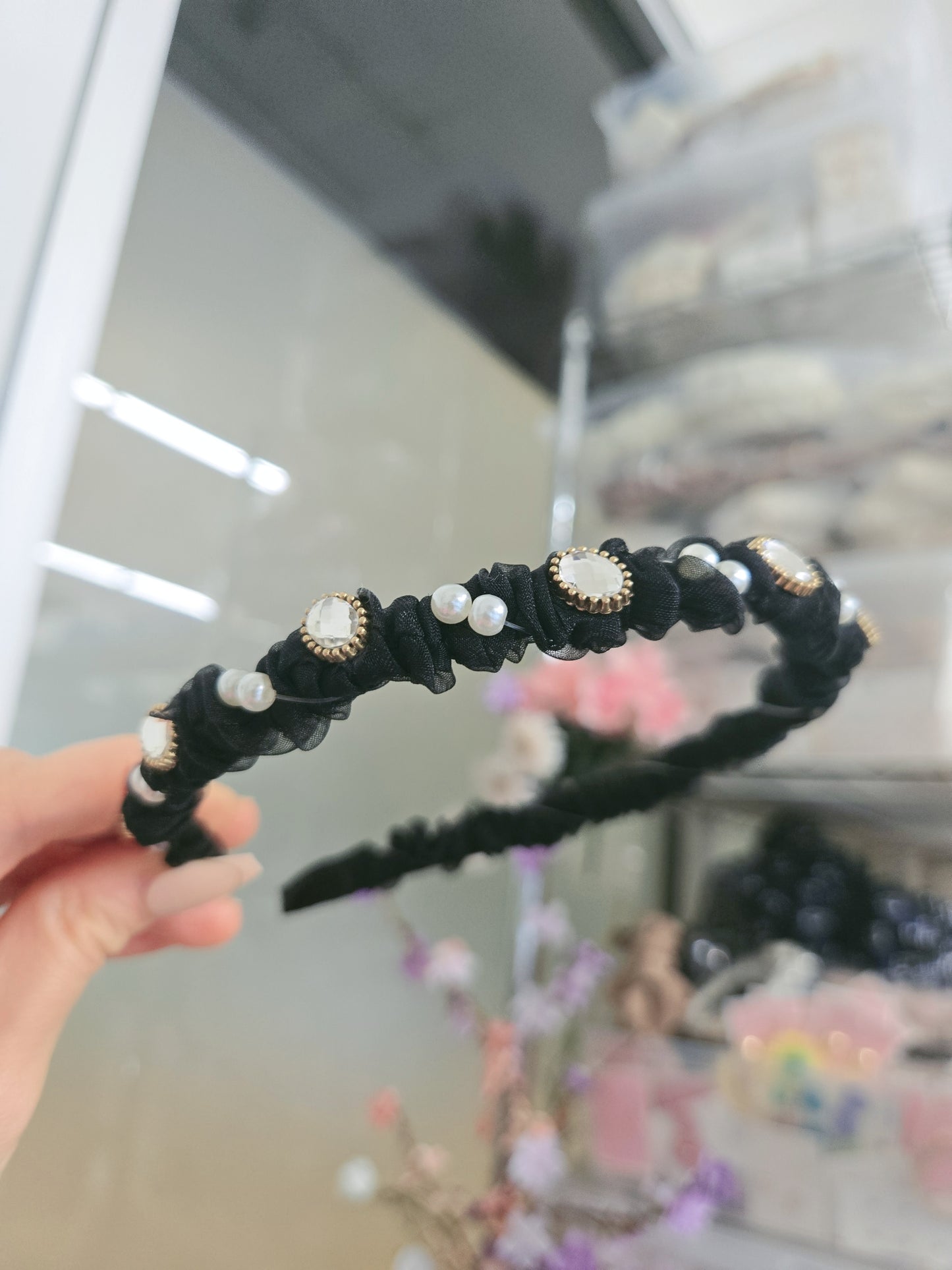 Stone Black Pearl Princess Hairband