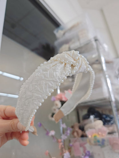 1 White Pearl Tied Lovely Hairband