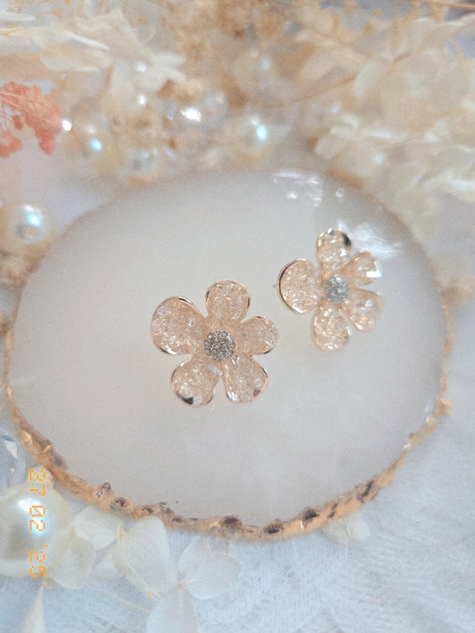 Flower cute Bling Stone Stud Earring