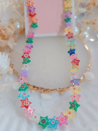 Multi Color Star Gold Chain Necklace