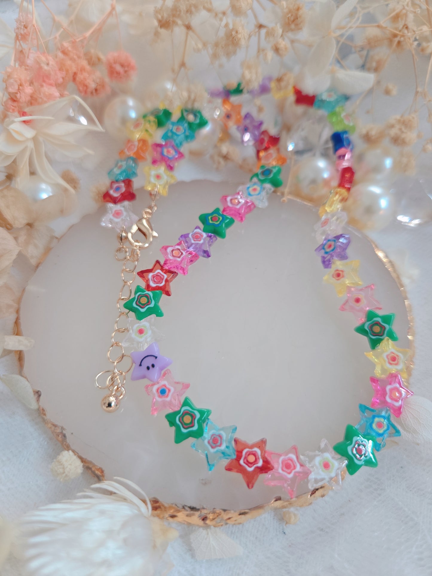 Multi Color Star Gold Chain Necklace