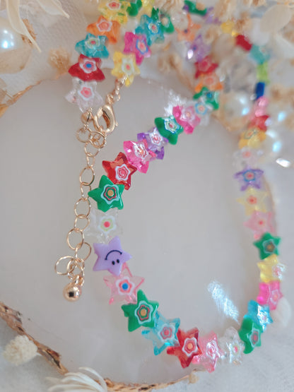 Multi Color Star Gold Chain Necklace