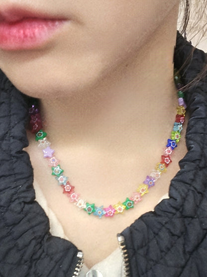 Multi Color Star Gold Chain Necklace