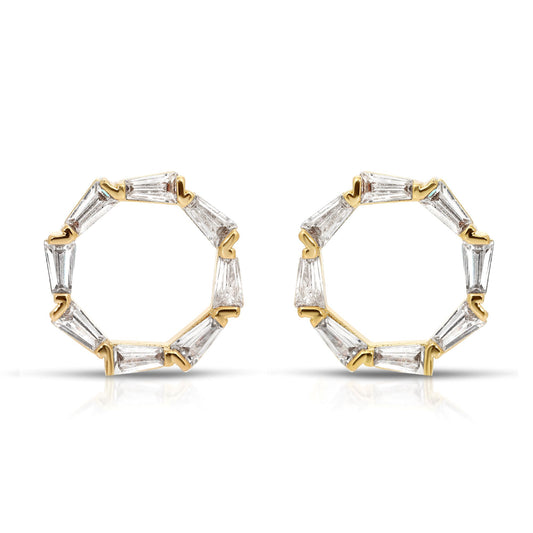 SS071504-Sterling Silver Post Cubic Zirconia Stone Brass Metal Stud Earrings