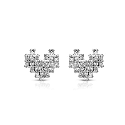 SS071508-Sterling Silver Post Cubic Zirconia Stone Brass Metal Stud Earrings