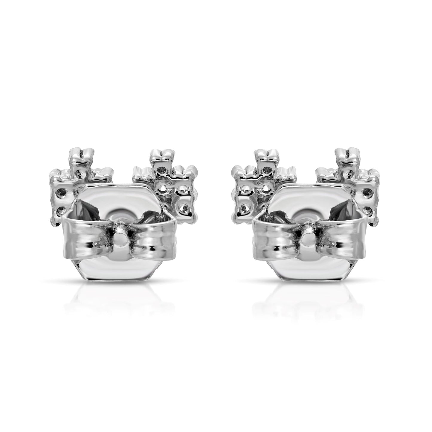 SS071508-Sterling Silver Post Cubic Zirconia Stone Brass Metal Stud Earrings