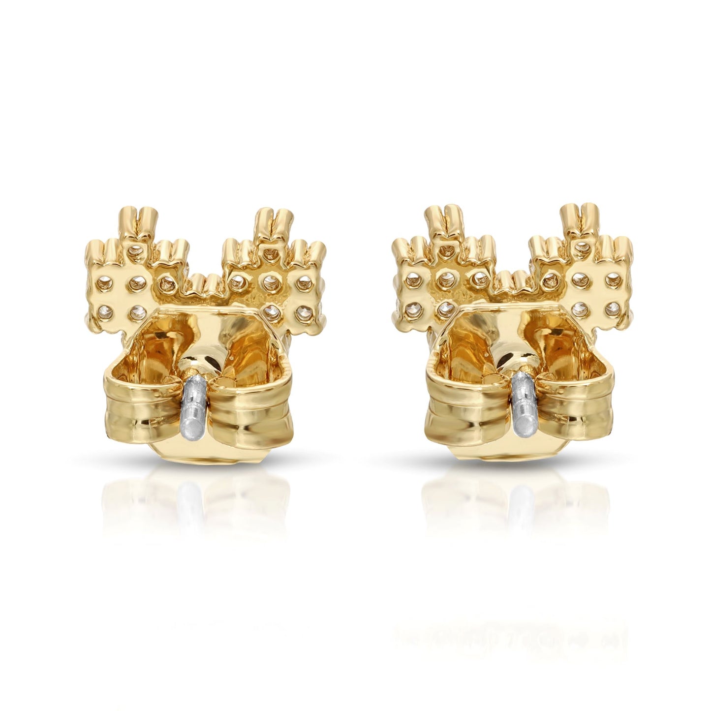 SS071508-Sterling Silver Post Cubic Zirconia Stone Brass Metal Stud Earrings