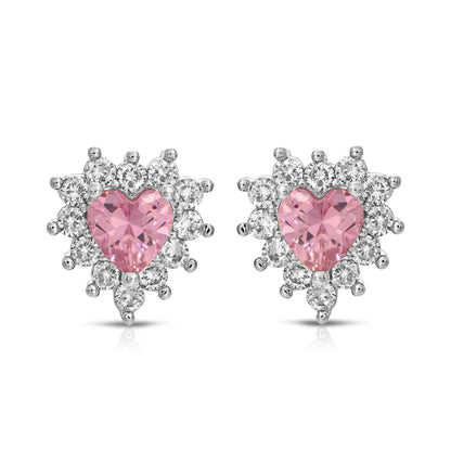 Sterling Silver Post Cubic Zirconia Stone Brass Metal Stud Earrings