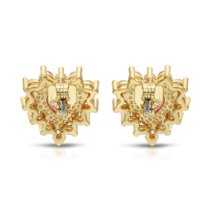 Sterling Silver Post Cubic Zirconia Stone Brass Metal Stud Earrings