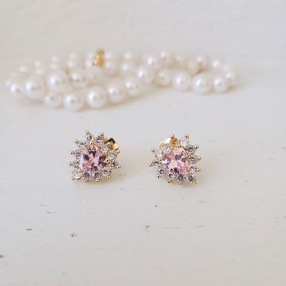Sterling Silver Post Cubic Zirconia Stone Brass Metal Stud Earrings