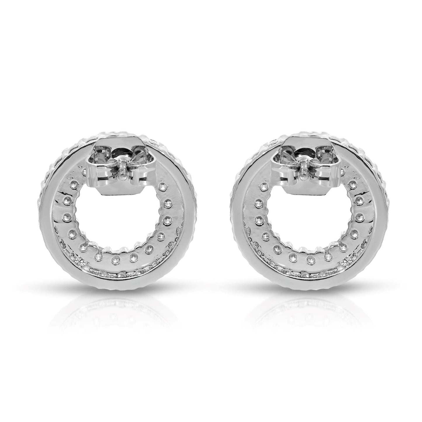SS071513-Sterling Silver Post Cubic Zirconia Stone Brass Metal Stud Earrings