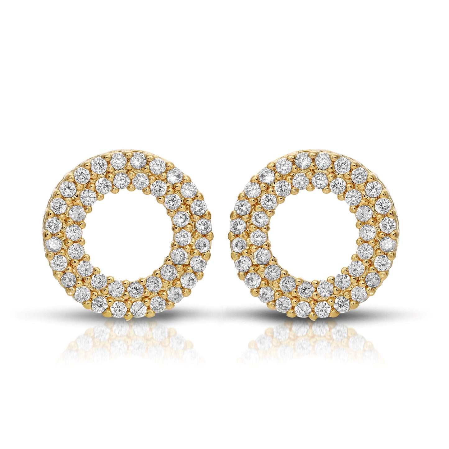SS071513-Sterling Silver Post Cubic Zirconia Stone Brass Metal Stud Earrings