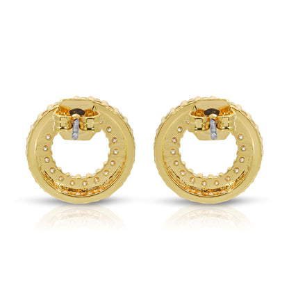 SS071513-Sterling Silver Post Cubic Zirconia Stone Brass Metal Stud Earrings