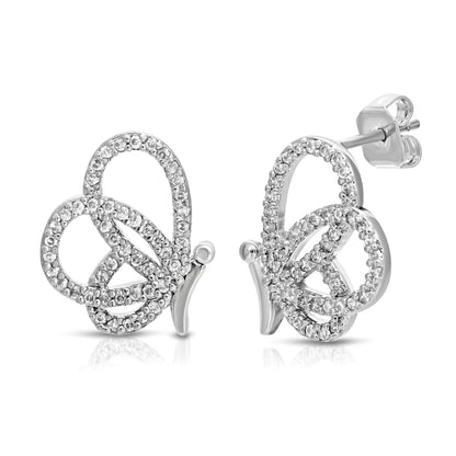 SS071516-Sterling Silver Post Cubic Zirconia Stone Brass Metal Stud Earrings