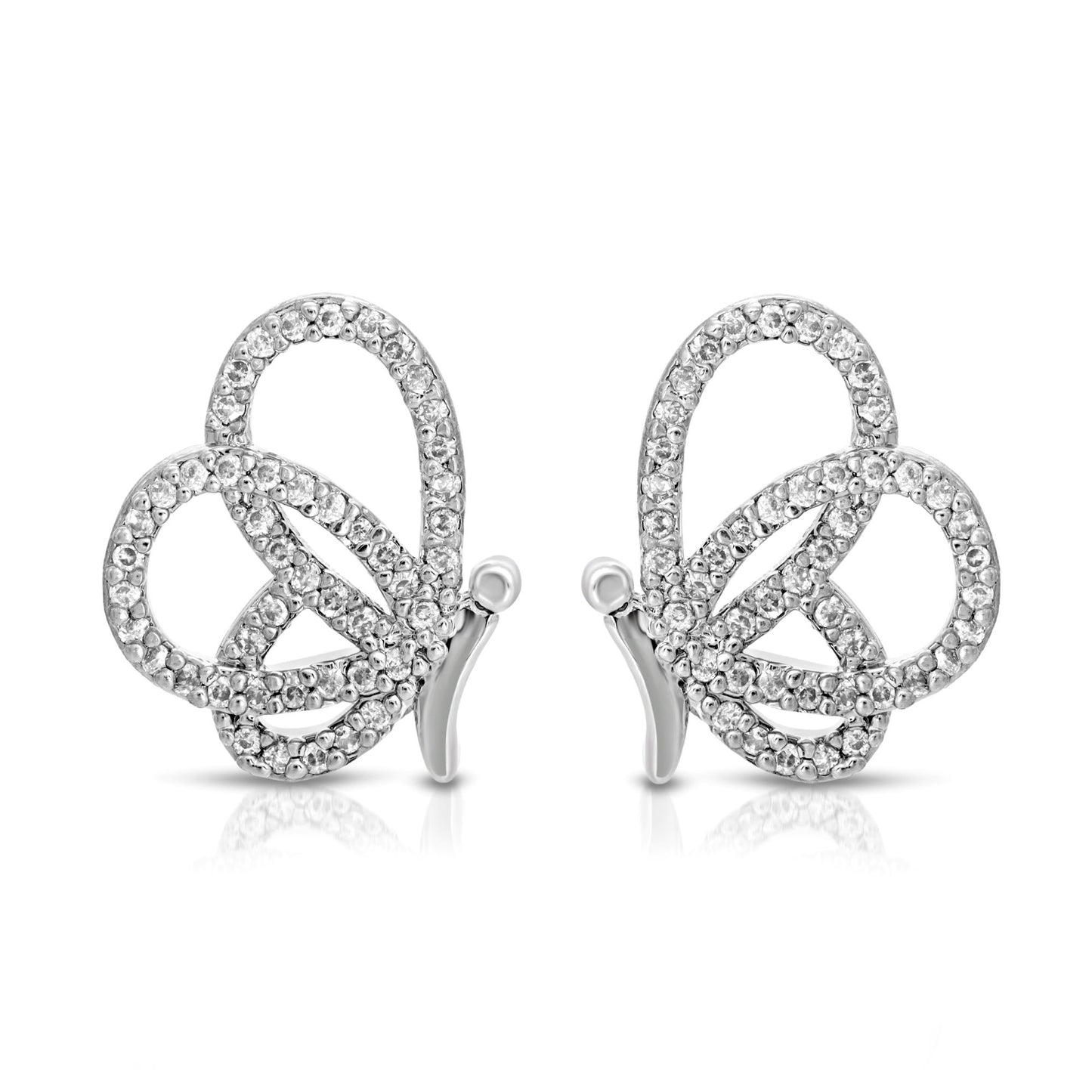 SS071516-Sterling Silver Post Cubic Zirconia Stone Brass Metal Stud Earrings