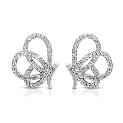 SS071516-Sterling Silver Post Cubic Zirconia Stone Brass Metal Stud Earrings