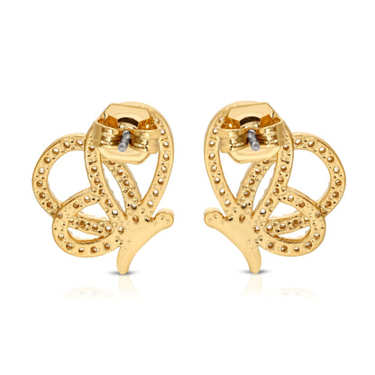 SS071516-Sterling Silver Post Cubic Zirconia Stone Brass Metal Stud Earrings