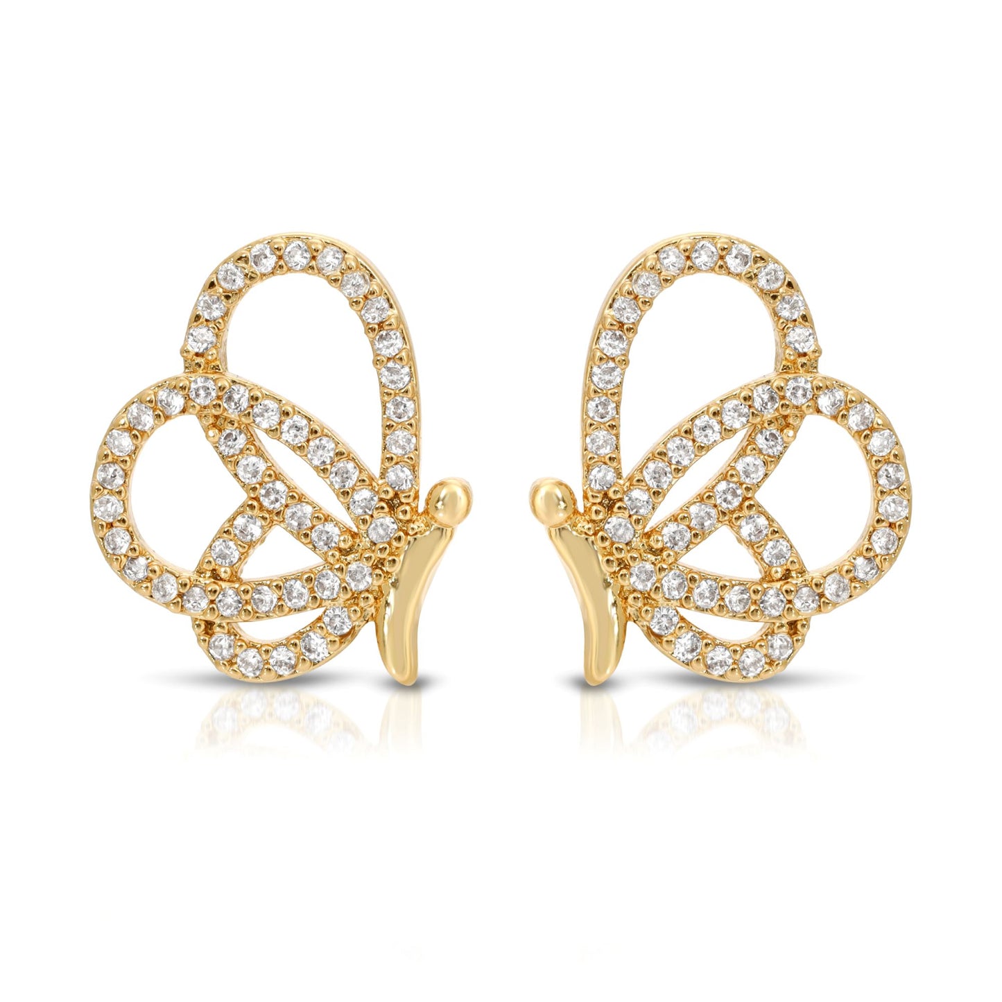 SS071516-Sterling Silver Post Cubic Zirconia Stone Brass Metal Stud Earrings