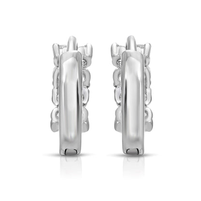 SS071544-Sterling Silver Post Cubic Zirconia Stone Brass Metal Hoop Earrings