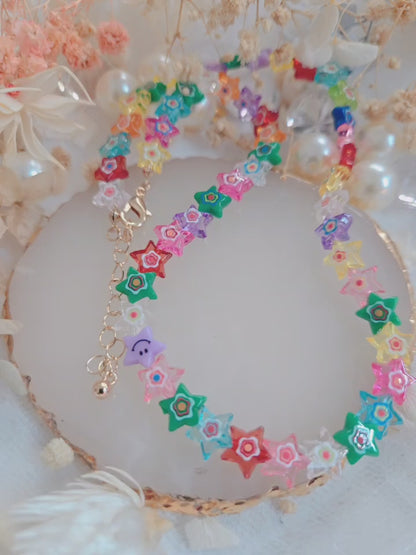 Multi Color Star Gold Chain Necklace