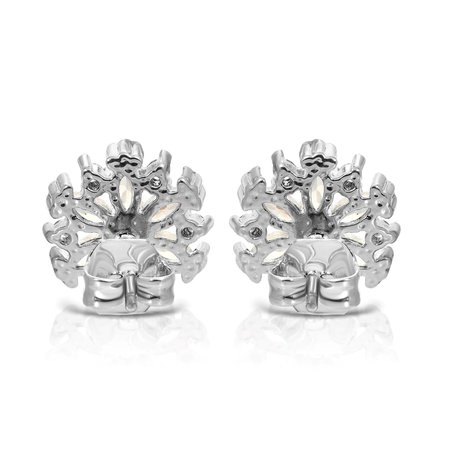 SS071501-Sterling Silver Post Cubic Zirconia Stone Brass Metal Stud Earrings