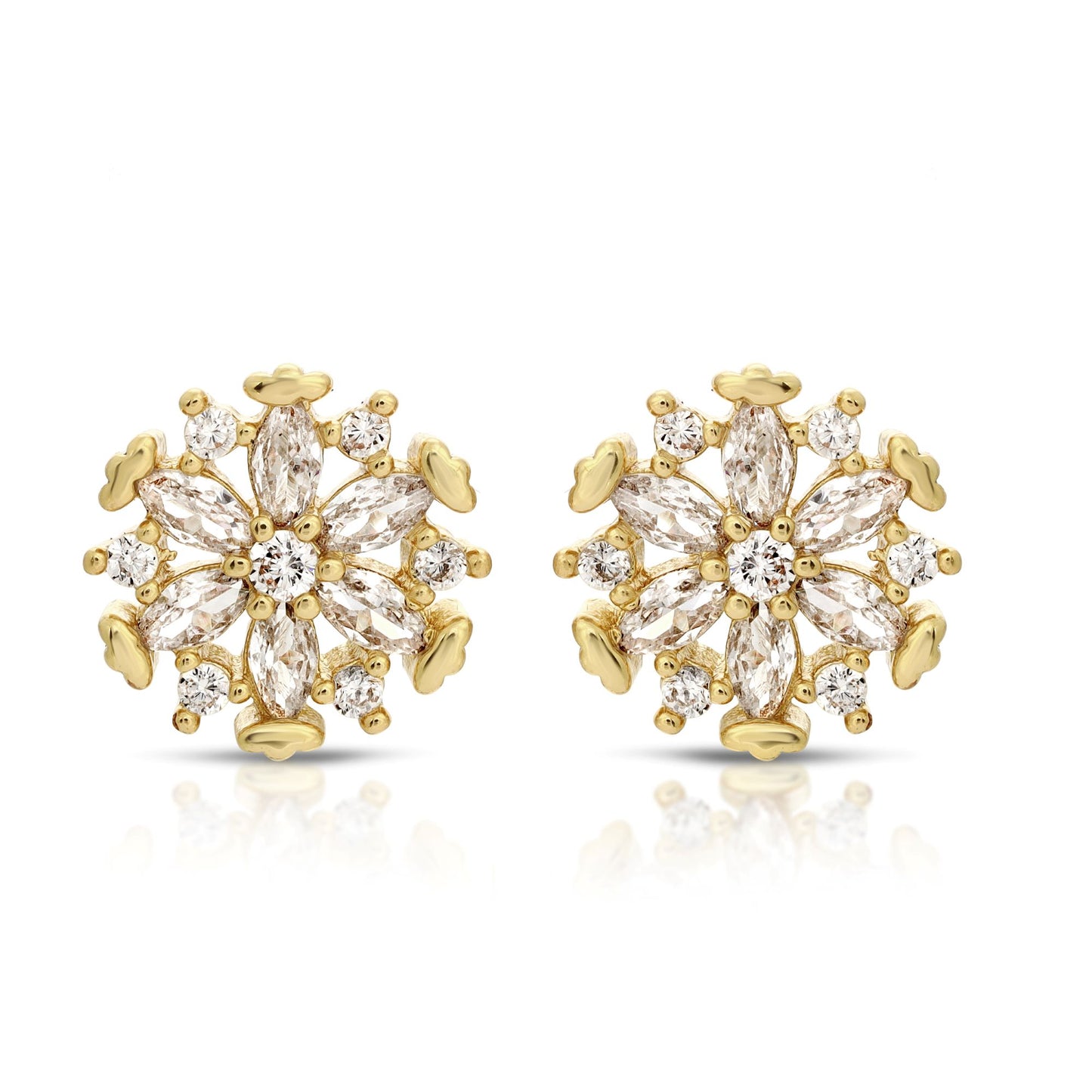 SS071501-Sterling Silver Post Cubic Zirconia Stone Brass Metal Stud Earrings