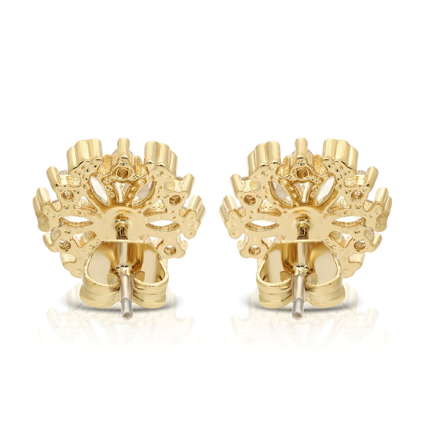 SS071501-Sterling Silver Post Cubic Zirconia Stone Brass Metal Stud Earrings