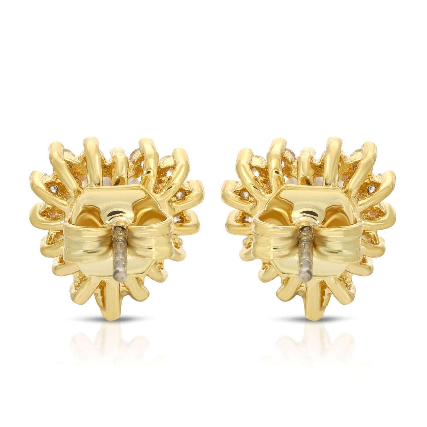 SS071515-Sterling Silver Post Cubic Zirconia Stone Brass Metal Stud Earrings