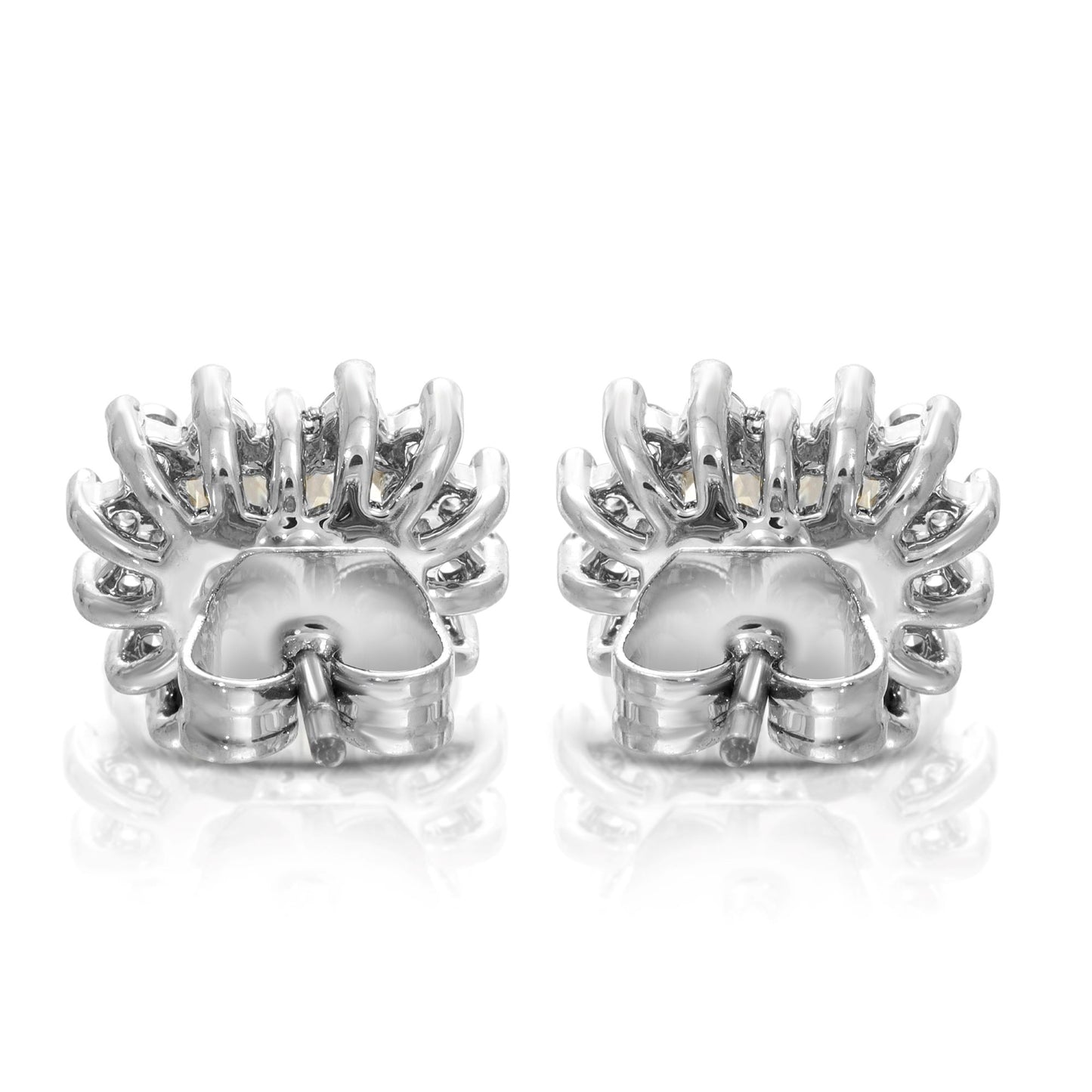 SS071515-Sterling Silver Post Cubic Zirconia Stone Brass Metal Stud Earrings